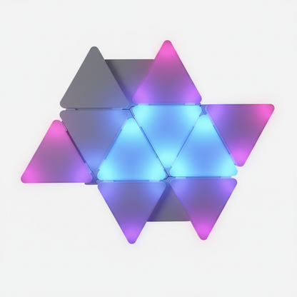 RGB triangular wall lamp on white background